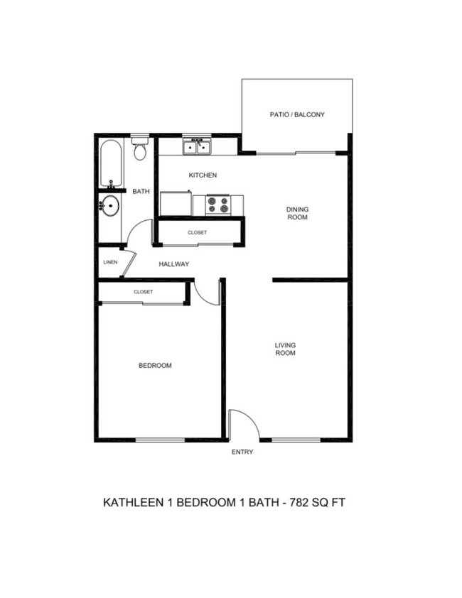 Kathleen 1 Bedroom K1-E4 floor plan